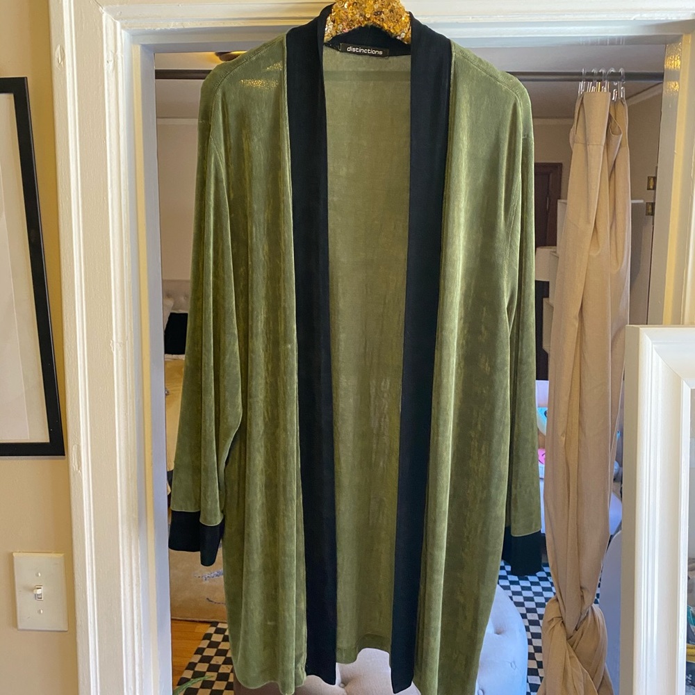 Distinctions green/black long oversized cardigan